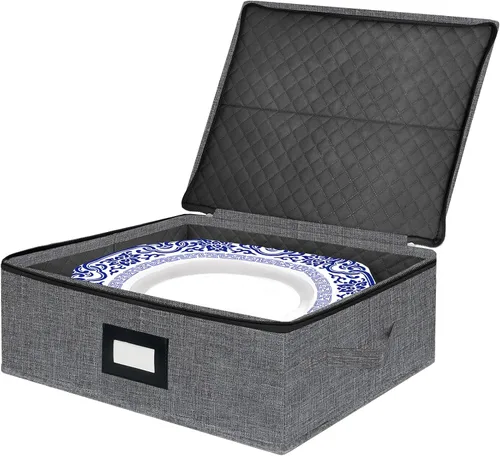 Miniatura 16 de homyfort Contenedores de Almacenamiento de Porcelana - Almacenamiento de Platos de Cena con Tapa, Asas, Protectores de Vajilla de Carcasa Dura