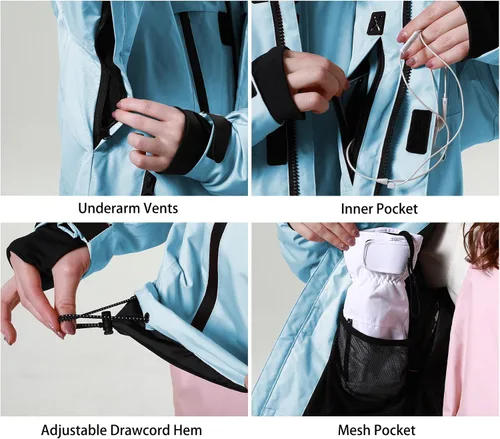 Miniatura 5 de PHIBEE Chaqueta de esquí transpirable impermeable para mujer