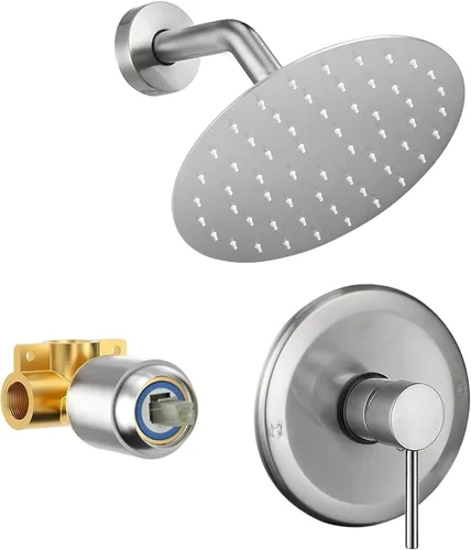 Miniatura 12 de Juego de llave de ducha HUCKLE con cabezal de ducha, llave de ducha negra de 15 cm con válvula, cabezal de ducha de lluvia de mango único negro mate