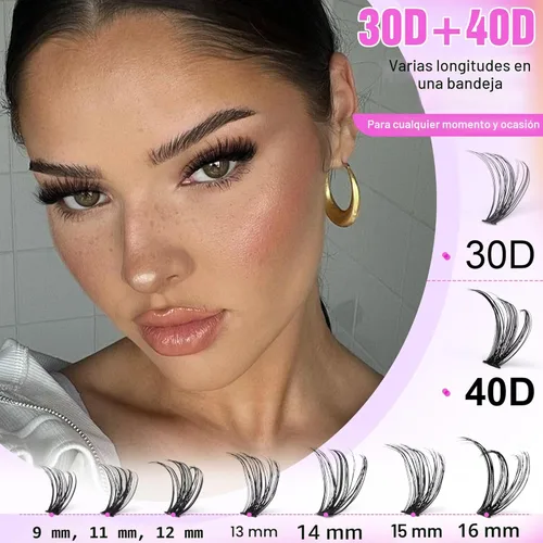 Miniatura 3 de Kit de extensión de pestañas Pawotence DIY 280 piezas, racimos de pestañas, kit de extensión de pestañas, 9-16mm, 30D, 40D, pestañas individuales