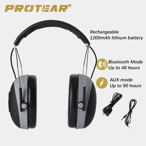 Miniatura 4 de Protección auditiva Bluetooth NRR 25dB micrófono integrado, protección auditiva recargable con Bluetooth, auriculares con cancelación de ruido manos