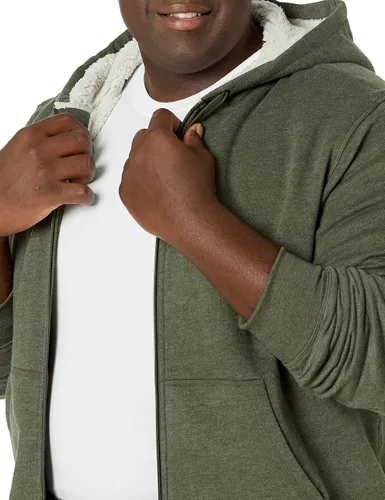 Miniatura 6 de Tienda Essentials - Sudadera de vellón con capucha, con forro de sherpa y cierre completo de cremallera para hombre