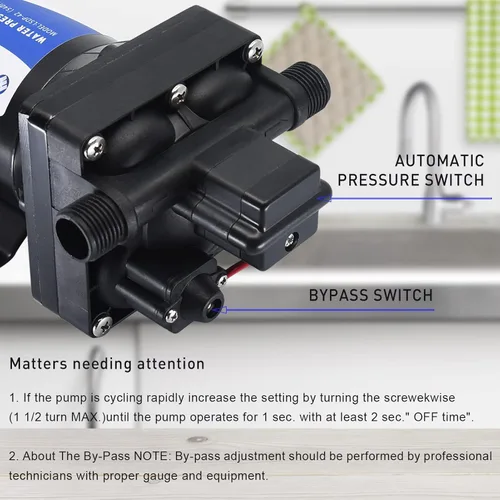 Miniatura 4 de Tdrsuper Bomba Reforzadora de Presión de Agua, Bomba de Diafragma de Agua de 12V CC, 5GPM 70PSI con Enchufe de Alimentación, Bomba de Agua