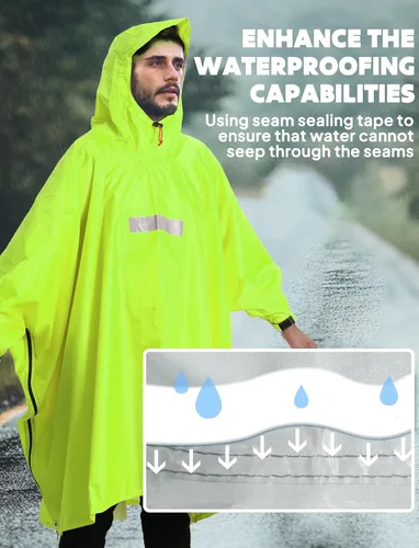 Miniatura 41 de ANYOO Poncho de lluvia con capucha para adultos, impermeable, ligero, para hombres y mujeres, chaqueta de lluvia reutilizable para emergencias al