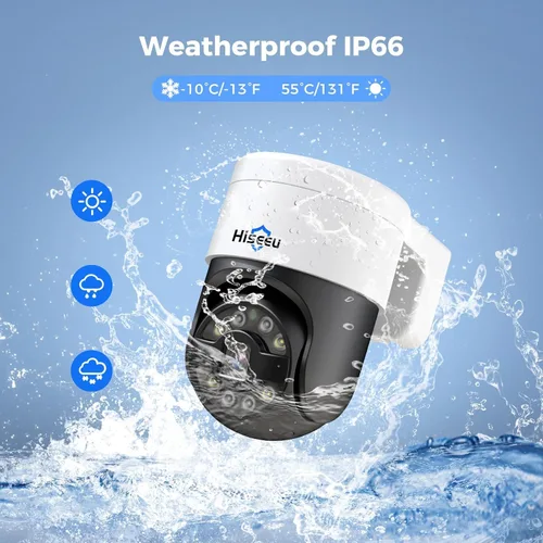 Miniatura 7 de Hiseeu Seguimiento automático + audio de 2 vías: cámara de seguridad con cable PoE de 5MP para exteriores, PTZ 300° Pan 90 Tilt Digital Zoom