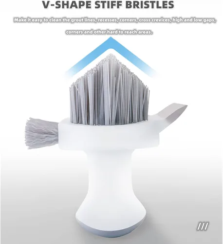 Miniatura 2 de Cepillos de limpieza 4 en 1 Cepillo de limpieza para suelos con escobilla de goma en forma de V, cepillo limpiador de lechada de azulejos, cepillo