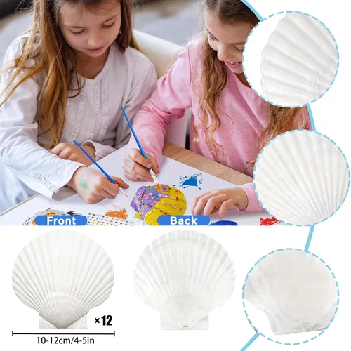 Miniatura 2 de 12 conchas de vieira naturales grandes de 4 a 5 pulgadas, conchas marinas blancas para manualidades, pintura a mano, fiestas temáticas oceánicas