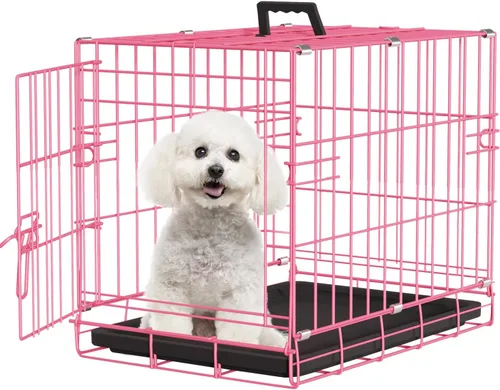 Miniatura 29 de FDW Jaula para perros con doble puerta, jaula plegable de alambre de metal de 36 pulgadas con bandeja extraíble y panel divisor, jaula para mascotas