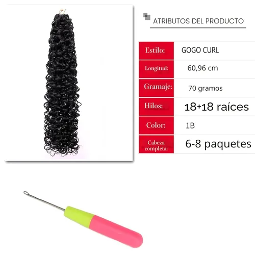 Miniatura 3 de 8 Paquetes de Pelo Rizado con Ganchillo GoGo para Mujeres Negras, Cabello Ondulado Profundo, Extensiones de Cabello Sintético con Trenzas Bohémicas
