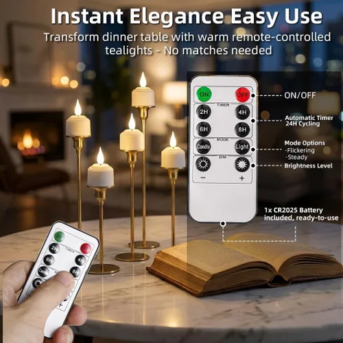 Miniatura 6 de Velas de té recargables sin llama con temporizador remoto y base de carga, velas LED que funcionan con pilas, velas USB para otoño, boda, Navidad