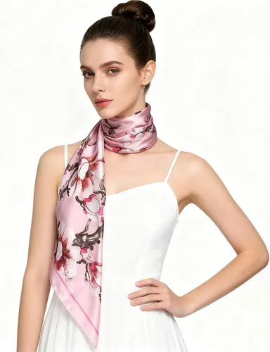 Miniatura 4 de vabovin Pañuelo de seda para la cabeza para mujer, pañuelo estampado de satén para envolver el cabello, accesorio de moda, bufanda cuadrada de 35