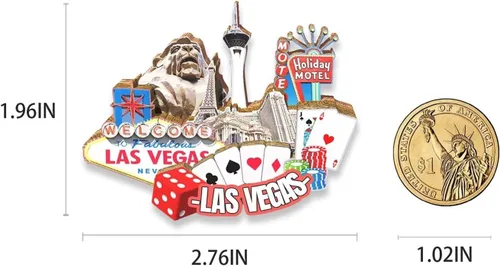 Miniatura 3 de Imán de madera para nevera, diseño de Las Vegas, diseño 3D, para viajes, coleccionables, recuerdos, decoración hecha a mano