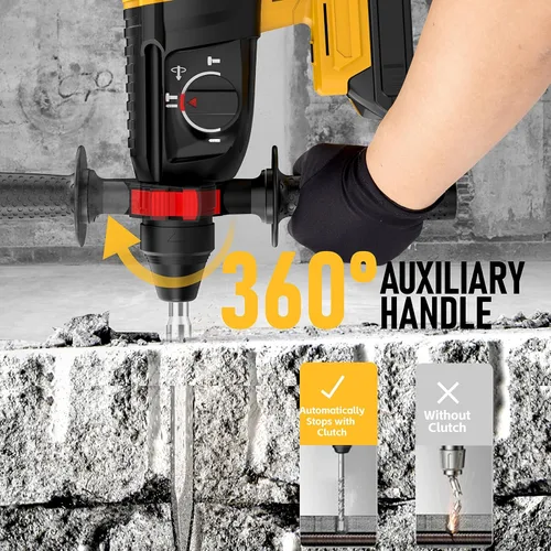 Miniatura 6 de Taladro de Martillo Giratorio Inalámbrico SDS Compatible con Batería Dewalt 20V (SIN Batería) Motor Sin Escobillas, Embrague de Seguridad, 4