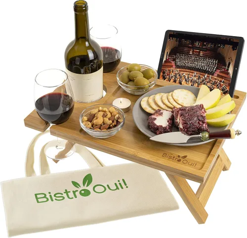Miniatura 5 de Mesa de vino portátil, una mini bandeja plegable de picnic para la playa, camping, caravana, conciertos al aire libre, desayuno en la cama o antes