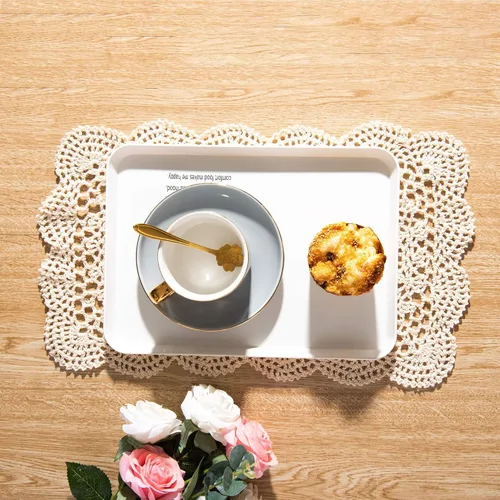 Miniatura 6 de Eiyye Doilies rectangulares hechos a mano, 2 piezas hechas a mano de algodón de ganchillo, manteles individuales de mesa de ganchillo de 10.6 x 16.9