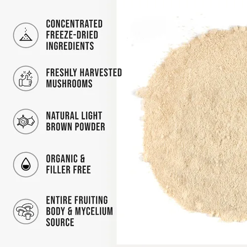 Miniatura 3 de Polvo orgánico de hongo de melena de león en polvo para cuerpo fructífero, superalimento liofilizado, polisacáridos naturales sin sabor