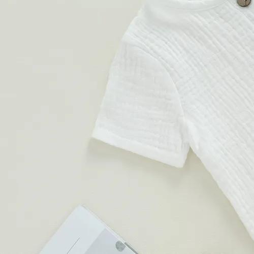 Miniatura 18 de fhutpw Conjunto de 2 piezas de ropa de verano para bebés, camiseta de manga corta, cintura elástica, pantalones cortos para niños pequeños