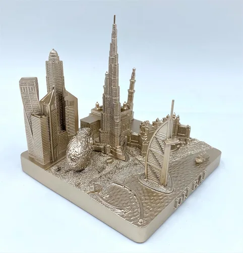 Miniatura 2 de Dubai 3D City Famoso Modelo de Edificio Estatua Decoración de Recuerdo para Oficina en Casa 4" (Dorado)
