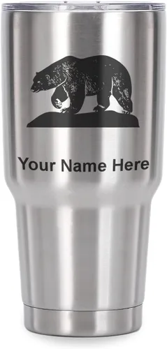 Miniatura 41 de LaserGram Vaso aislado al vacío de 20 onzas, oso polar, grabado personalizado incluido (negro)