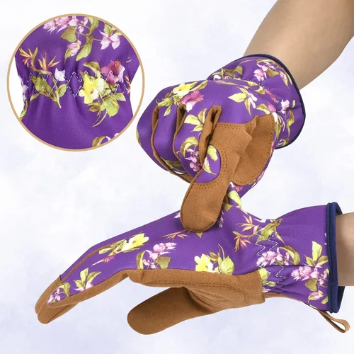 Miniatura 5 de Guantes de jardinería para mujeres, guantes de cuero para trabajo en jardín, a prueba de espinas, sin perforación, para cavar, plantar y podar