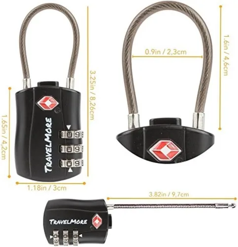 Miniatura 2 de TravelMore Paquete de 10 cerraduras de equipaje de viaje aprobadas por la TSA para maletas, color naranja (paquete de 10, negro)