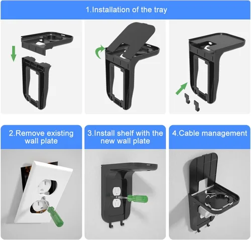 Miniatura 7 de suptek Estante de salida de pared, organizador de pared para el hogar, perfecto para baño, cocina, dormitorios, ideal para teléfono celular, altavoz