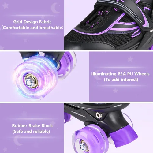Miniatura 3 de Patines en línea G MGY OLED para niños pequeños, patines ajustables en 4 tallas con todas las ruedas iluminadas, patines iluminados divertidos