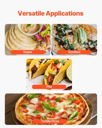 Miniatura 6 de VEVOR Máquina Eléctrica para Hacer Tortillas, Máquina Automática para Hacer Tortillas de Maíz con Revestimiento Antiadherente y Dos Moldes