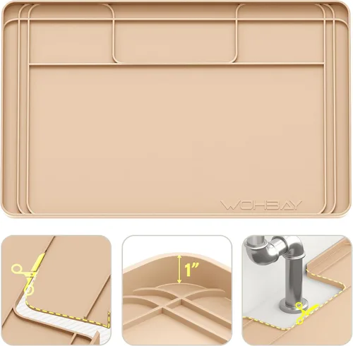 Miniatura 9 de Wohbay Alfombrillas impermeables para debajo del fregadero, 34 x 22 pulgadas o de corte más pequeño para adaptarse a la bandeja de goteo debajo