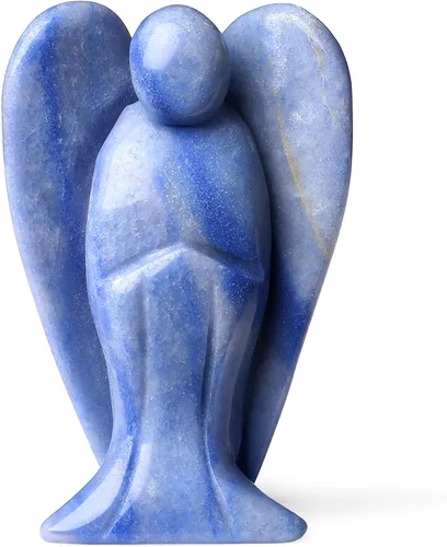 Miniatura 25 de YATOJUZI Estatua de ángel de obsidiana negra de 5 cm decorativa con cristales curativos de Reiki, piedra natural pulida tallada a mano, figuritas