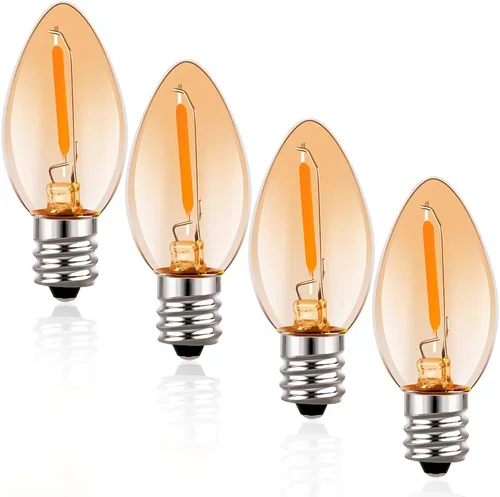 Emotionlite - Bombillas de luz nocturna, bombilla LED C7 color ámbar, equivalente a 4W, 5W, 6W, 7W, base de candelabro E12, lámpara de sal y