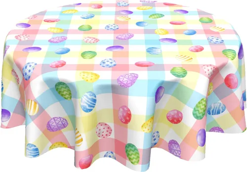Miniatura 12 de Sweetshow Mantel Tropical Redondo de 60 Pulgadas para Verano Hoja de Palmera Hawaiana Verde Mantel Redondo de Poliéster Lavable Cubierta de Mesa