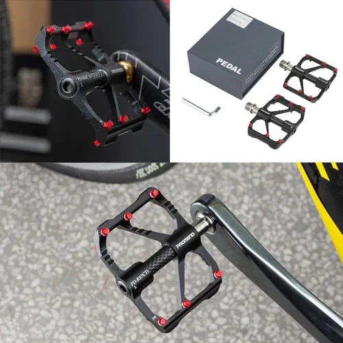 Miniatura 8 de Pedales de bicicleta de montaña Pedales de bicicleta de aleación de aluminio Pedales de bicicleta de 3 rodamientos de fibra de carbono Tubo de eje
