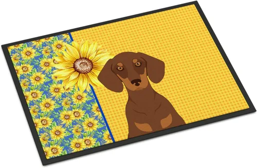 Miniatura 31 de Caroline's Treasures WDK5313MAT Airedale Terrier - Tapete para puerta delantera de 18 x 27 pulgadas, diseño de girasoles de verano, para entrada