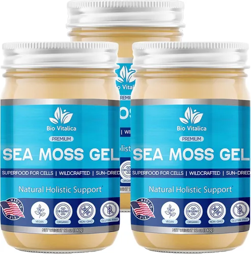 Miniatura 10 de BioVitalica - Gel orgánico de musgo marino irlandés de 12 onzas, fabricado en Estados Unidos, Dr.Sebi Wildcrafted Seamoss - Superalimento vegano