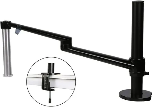 Miniatura 4 de Kit de accesorios para microscopio, abrazadera de metal negro/plateado, soporte para microscopio, soporte para microscopio trinocular ajustable