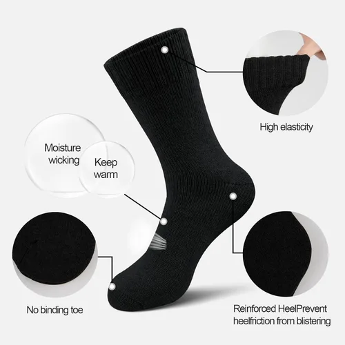 Miniatura 3 de EXCELLENT THERMAL Calcetines de lana merino para hombre, calcetines cálidos suaves de invierno para hombres, calcetines acogedores de senderismo