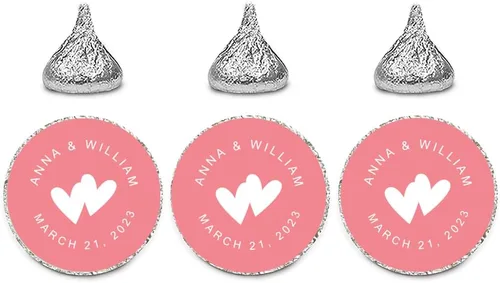 Miniatura 46 de Andaz Press Etiquetas personalizadas de gota de chocolate para boda, nombres y fecha redondos de novios, azul bebé, paquete de 240, personalizadas