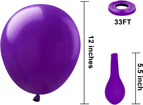 Miniatura 2 de KBZVNAF - Globos de látex morados oscuros para fiestas - Paquete de 50 globos de 12 pulgadas de helio, globos morados mate para cumpleaños, bodas