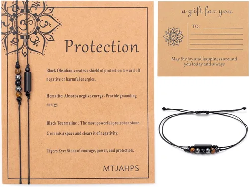 Miniatura 27 de Pulsera de protección, protección empática, cristales de obsidiana negra y pulsera de piedras curativas para mujeres, suerte, ansiedad y pulsera