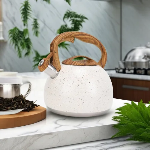 Miniatura 5 de Tetera, Vegoran Tetera Silbante de 100 OZ / 3 Litros, Teteras para Estufa de Acero Inoxidable Grado Alimenticio con Mango Plegable