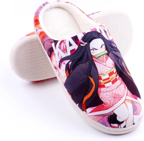 Miniatura 3 de Roffatide Anime Demon Slayer Fuzzy Slippers House Open Back Slippers Closed Toe Slippers Lightweight Rubber Sole Slippers