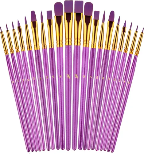 Miniatura 12 de Juego de pinceles para pintura acrílica, 20 piezas de pinceles de pintura acrílica para acuarela al óleo, pinceles de artista para cuerpo, cara, Azul