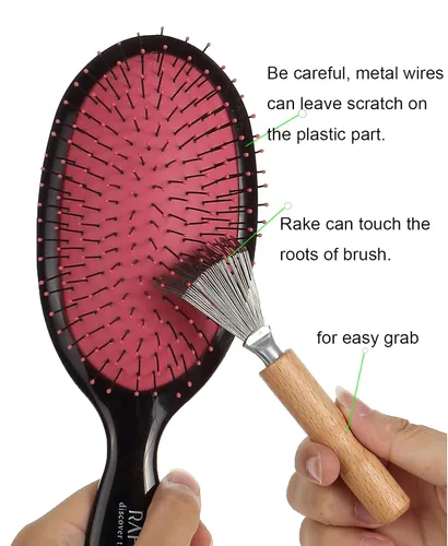 Miniatura 2 de Limpiador de cepillo para el cabello con rastrillo de alambre de metal para eliminar la pelusa del polvo del cabello