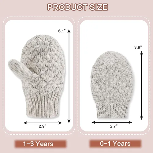 Miniatura 58 de Guantes de punto para bebés, niños y niñas, guantes de invierno para recién nacidos, guantes de 0 a 3 años