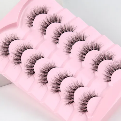 Miniatura 6 de Pestañas naturales de ojo de gato, pestañas finas de 0.551 pulgadas, pestañas postizas ligeras de volumen 3D, pestañas naturales de 0.004 in, banda