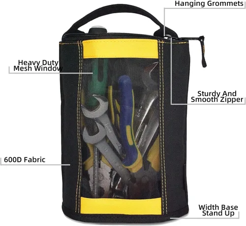 Miniatura 2 de MELOTOUGH Bolsa de lona con cremallera para herramientas, bolsa con cremallera y ventana de malla y ojales colgantes, paquete de 2
