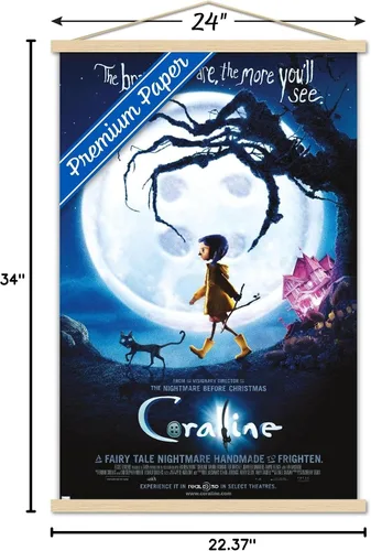 Miniatura 7 de Trends International Coraline - Póster de pared de una hoja Braver, 22.37 x 34.00 pulgadas, paquete de impresión premium y colgador de madera de haya
