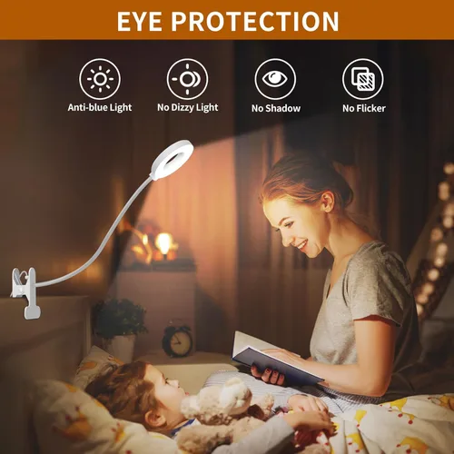 Miniatura 4 de iZELL Luz de Lectura, Lámpara de Abrazadera USB para Niños Leyendo Libros en la Cama por la Noche, Pequeña Lámpara de Escritorio LED con Brazo
