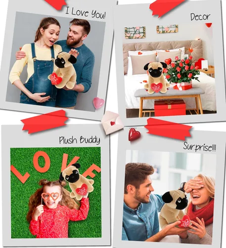 Miniatura 4 de DolliBu I Love You - Peluche de San Valentín con ojos grandes, lindo animal de peluche con corazón rojo y nombre, regalo personalizado para el día